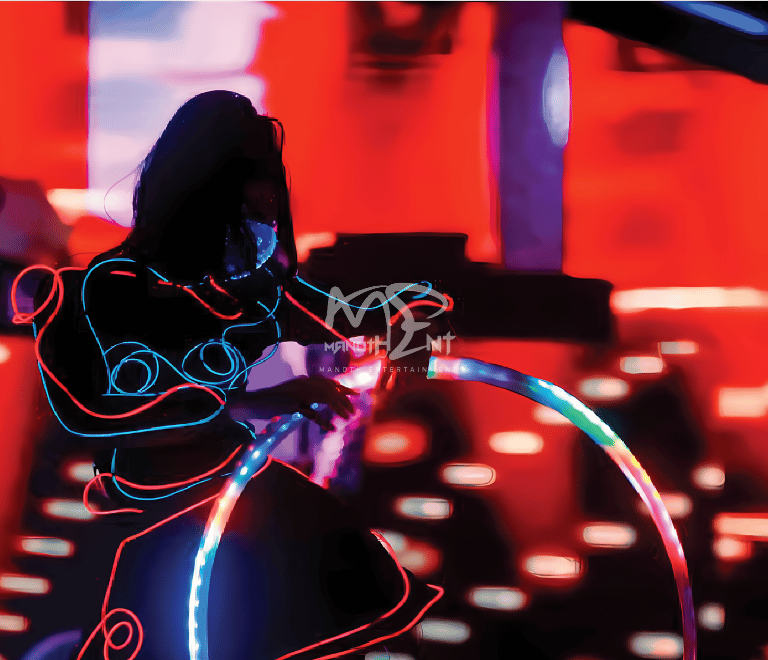Entertainment for events in Dubai with fire and LED performers by Manoth Entertainment